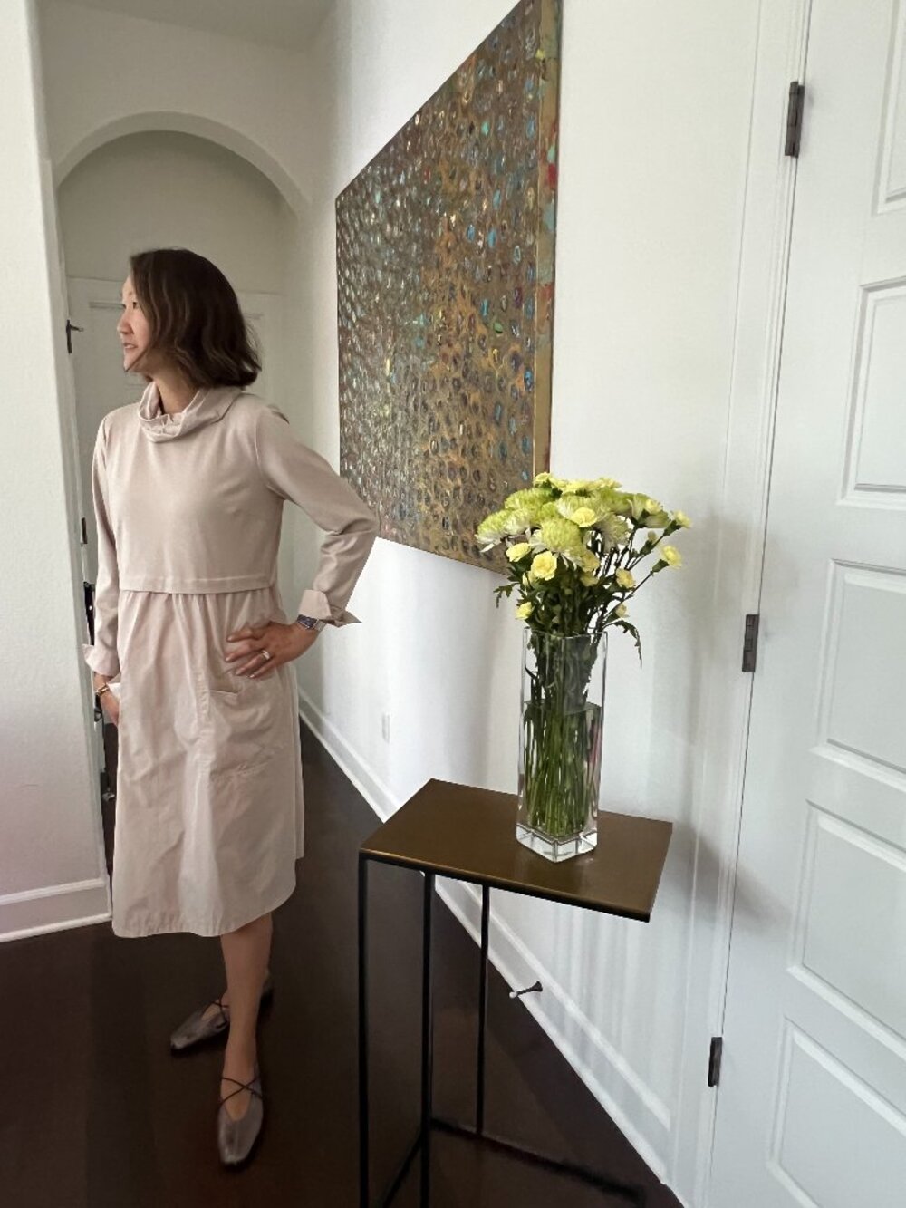 Jane Lushka Mixed Media Midi Dress